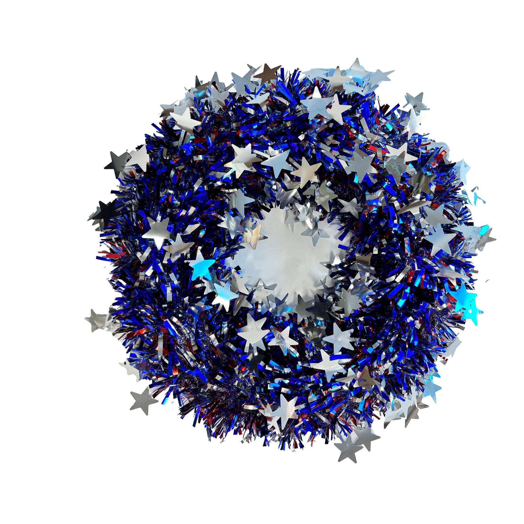 Red, White & Blue 18" Tinsel Wreath by Celebrate It®